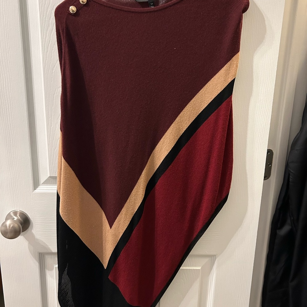 White House Black Market Burgundy Poncho